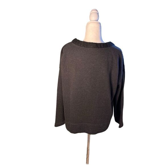 LOFT boxy cut charcoal gray and black wide neck sweater - XL - Picture 4 of 8